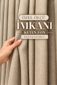 Bej Premium Keten Fon Perde Ekstrafor Büzgülü PİLESİZ Her Odaya Uygun Bohem